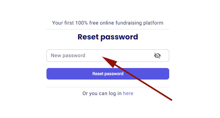Tapez votre mot de passe et cliquez sur Reset password.